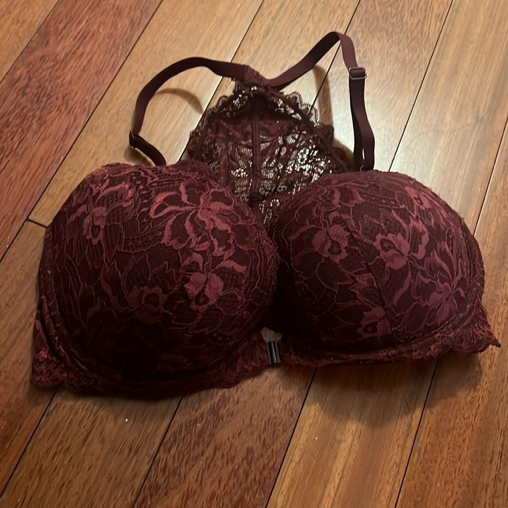 Front closure, racer lace bra push up bra